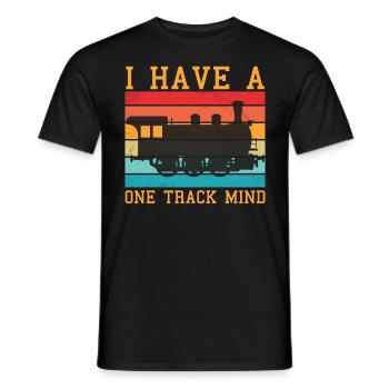 Slogan du train - J’ai un à voie unique - T-shirt homme - noir - Devant - AI Model Male 178 light (178cm)