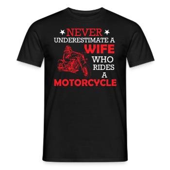 Motorcycle Never Underestimate A Wife Who Rides A - Men's T-Shirt - black - Front - AI Model Male 178 light (178cm)