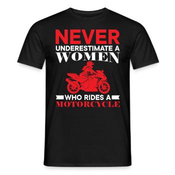 Never Underestimate A Women Who Rides A Motorcycle - Men's T-Shirt - black - Front - AI Model Male 178 light (178cm)
