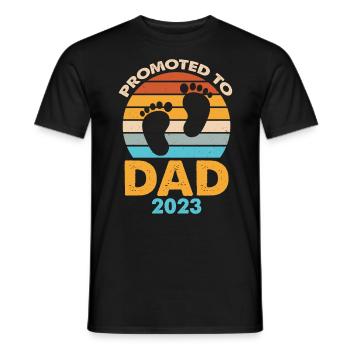 Promoted To Dad 2023 Retro Sunset - Men's T-Shirt - black - Front - AI Model Male 178 light (178cm)