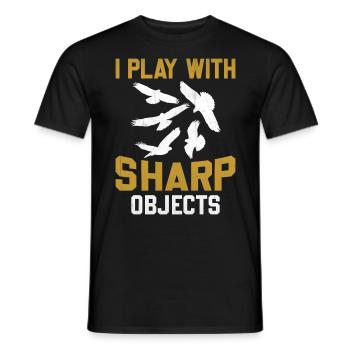 Falconer I Play With Sharp Objects - Männer T-Shirt - Schwarz - Vorne - AI Model Male 178 light (178cm)