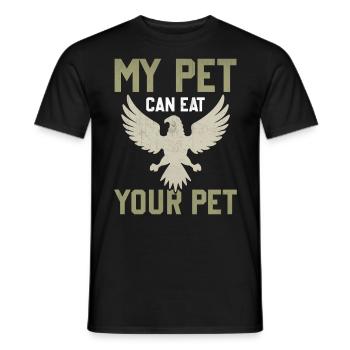 Fauconnerie Fauconnier Mon animal peut manger votre animal de compagnie - T-shirt homme - noir - Devant - AI Model Male 178 light (178cm)