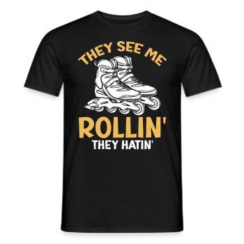 Roller Skating - They See Me Rollin' They Hatin' - Männer T-Shirt - Schwarz - Vorne - AI Model Male 178 light (178cm)
