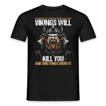 Les Vikings vous tueront et chanteront des chansons à ce sujet - T-shirt homme - noir - Devant - AI Model Male 178 light (178cm)