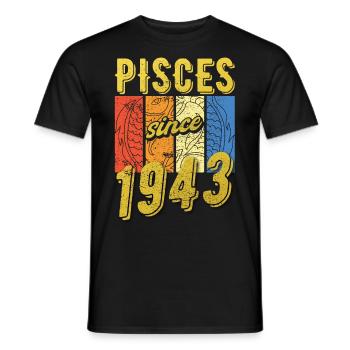 Fische 1943 Geburtstag Sternzeichen Geschenk - Männer T-Shirt - Schwarz - Vorne - AI Model Male 178 light (178cm)