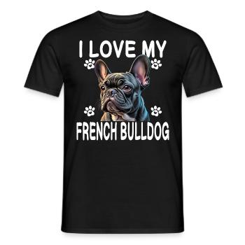 Ich liebe meine Französische Bulldogge - Männer T-Shirt - Schwarz - Vorne - AI Model Male 178 light (178cm)