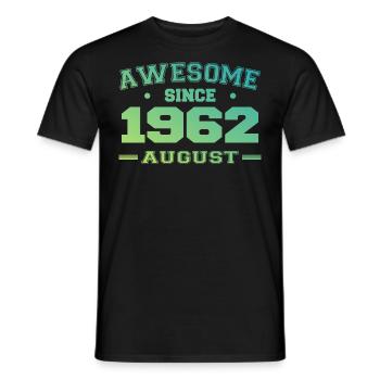 1962 August Year Birth Birthday August 1962 - Men's T-Shirt - black - Front - AI Model Male 178 light (178cm)