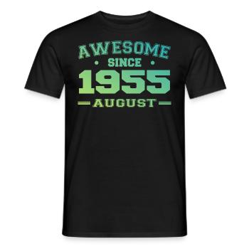 1955 August Year Birth Birthday August 1955 - Men's T-Shirt - black - Front - AI Model Male 178 light (178cm)