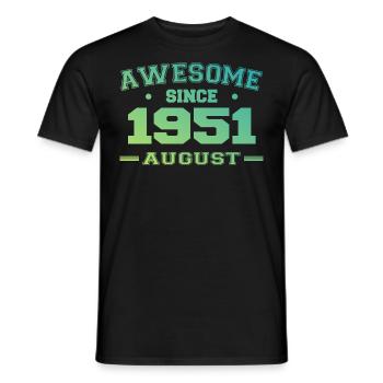 1951 Août Année Naissance Anniversaire Août 1951 - T-shirt homme - noir - Devant - AI Model Male 178 light (178cm)