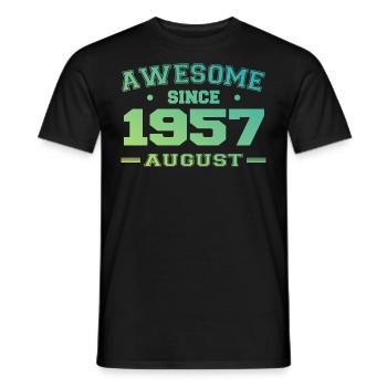 1957 Août Année Naissance Anniversaire Août 1957 - T-shirt homme - noir - Devant - AI Model Male 178 light (178cm)