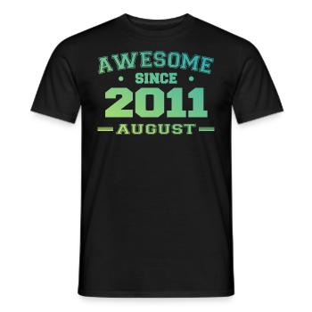 2011 Août Année Naissance Anniversaire Août 2011 - T-shirt homme - noir - Devant - AI Model Male 178 light (178cm)