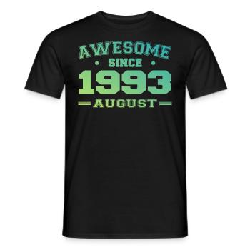 1993 Août Année Naissance Anniversaire Août 1993 - T-shirt homme - noir - Devant - AI Model Male 178 light (178cm)