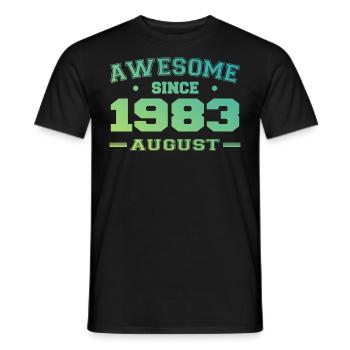 1983 August Year Birth Birthday August 1983 - Men's T-Shirt - black - Front - AI Model Male 178 light (178cm)