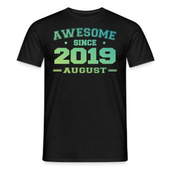 2019 August Year Birth Birthday August 2019 - Men's T-Shirt - black - Front - AI Model Male 178 light (178cm)