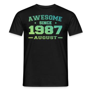 1987 Août Année Naissance Anniversaire Août 1987 - T-shirt homme - noir - Devant - AI Model Male 178 light (178cm)