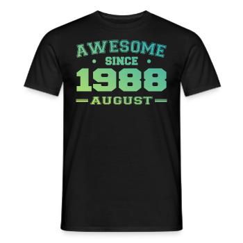 1988 Août Année Naissance Anniversaire Août 1988 - T-shirt homme - noir - Devant - AI Model Male 178 light (178cm)