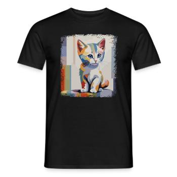 Buntes Kätzchen Aquarellkunst Für Katzen-Freunde - Männer T-Shirt - Schwarz - Vorne - AI Model Male 178 light (178cm)