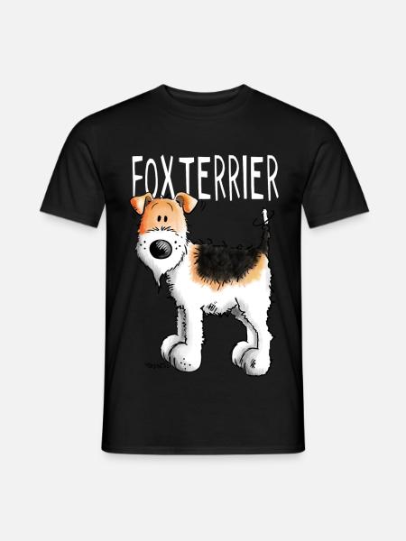 Kleiner Foxterrier - Hund - Hunde - Tier - Comic - Männer T-Shirt - Schwarz