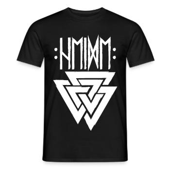 Pagan in runes with Valknut, symbol of Odin - Men's T-Shirt - black - Front - AI Model Male 178 light (178cm)