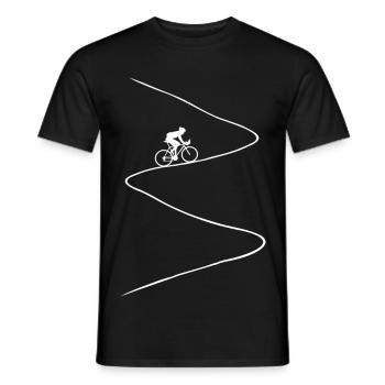 Vélo de course, en montée, raide, vélo, vélo, randonnée, montagne - T-shirt homme - noir - Devant - AI Model Male 178 light (178cm)
