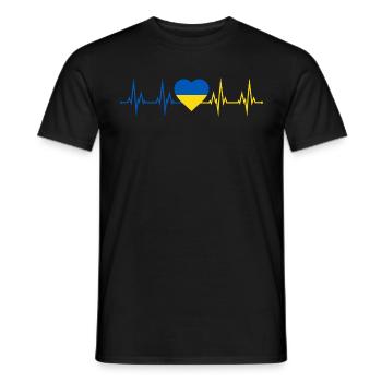 Herzschlag Fahne Herz Heartbeat Flagge Ukraine - Männer T-Shirt - Schwarz - Vorne - AI Model Male 178 light (178cm)