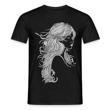 Fille aux cheveux blancs - T-shirt homme - noir - Devant - AI Model Male 178 light (178cm)