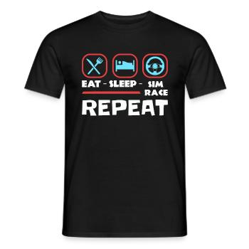 Essen Schlafen Simracing Wiederholen Sim Racer - Männer T-Shirt - Schwarz - Vorne - AI Model Male 178 light (178cm)