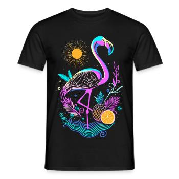 Flamingo Ananas Früchte - Männer T-Shirt - Schwarz - Vorne - AI Model Male 178 light (178cm)