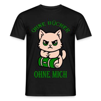 Katzen Motiv mit klarer Meinung zu Büchern - Männer T-Shirt - Schwarz - Vorne - AI Model Male 178 light (178cm)
