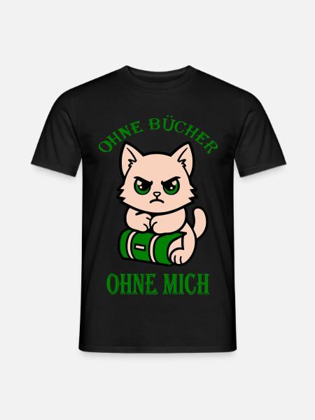 Katzen Motiv mit klarer Meinung zu Büchern - Männer T-Shirt - Schwarz