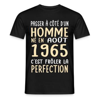 60th birthday - Born in August 1965 - Men's T-Shirt - black - Front - AI Model Male 178 light (178cm)