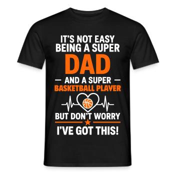 Herz + Basketball – Super Papa Basketballspieler - Männer T-Shirt - Schwarz - Vorne - AI Model Male 178 light (178cm)