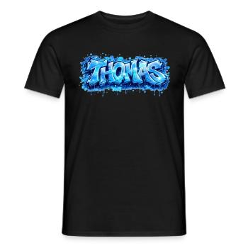 Graffiti   Thomas Prénom cadeau idéal imprimable  - T-shirt homme - noir - Devant - AI Model Male 178 light (178cm)