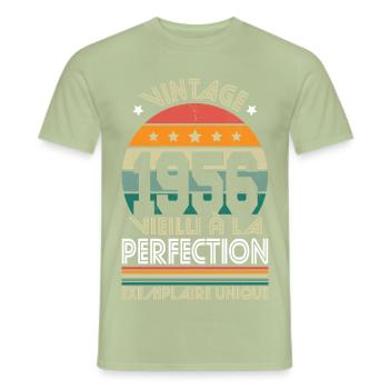 1956 – Vintage – Exemplaire unique - T-shirt homme - vert sauge - Devant - AI Model Male 178 light (178cm)