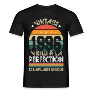 1996 – Vintage – Unique copy - Men's T-Shirt - black - Front - AI Model Male 178 light (178cm)