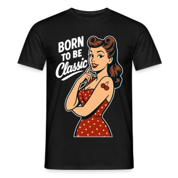 Cadeau rétro classique né de la Pin-Up Rockabilly - T-shirt homme - noir - Devant - AI Model Male 178 light (178cm)