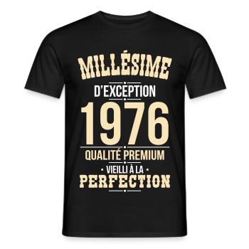 1976 – Millésime d’exception – Qualité premium - T-shirt homme - noir - Devant - AI Model Male 178 light (178cm)
