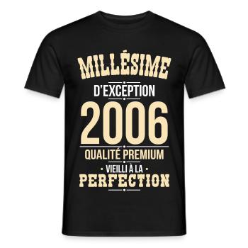 2006 – Millésime d’exception – Qualité premium - T-shirt homme - noir - Devant - AI Model Male 178 light (178cm)