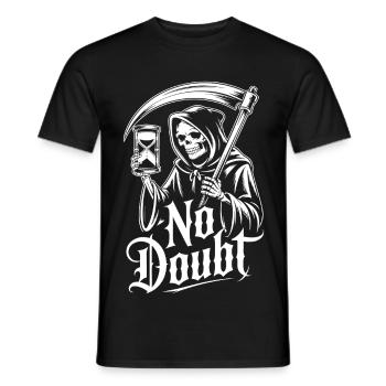 Grim Reaper with Hourglass – No Doubts Saying Gothic - Men's T-Shirt - black - Front - AI Model Male 178 light (178cm)