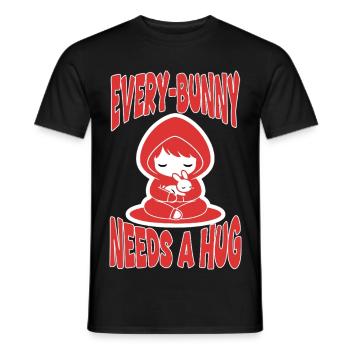 Kaninchen-Umarmung Jeder-Kaninchen-Manga niedlich - Männer T-Shirt - Schwarz - Vorne - AI Model Male 178 light (178cm)