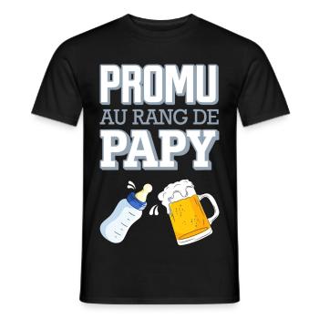 Promu au Rang de Papy Humour Naissance Bébé - T-shirt homme - noir - Devant - AI Model Male 178 light (178cm)