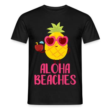 Aloha Beaches Cool Pineapple Beach Holiday Summer Motif - Men's T-Shirt - black - Front - AI Model Male 178 light (178cm)