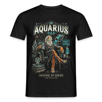 Vater Wassermann Geek Kosmos – Wassermann Tierkreis - Männer T-Shirt - Schwarz - Vorne - AI Model Male 178 light (178cm)