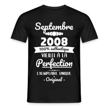 Anniversaire 18 ans - Septembre 2008 Original - T-shirt homme - noir - Devant - AI Model Male 178 light (178cm)