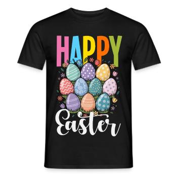 Joyeuse Pâques, douce chasse aux œufs du lapin, œufs de Pâques - T-shirt homme - noir - Devant - AI Model Male 178 light (178cm)