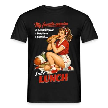 Déjeuner de fitness rétro Pin-Up : design sportif drôle - T-shirt homme - noir - Devant - AI Model Male 178 light (178cm)