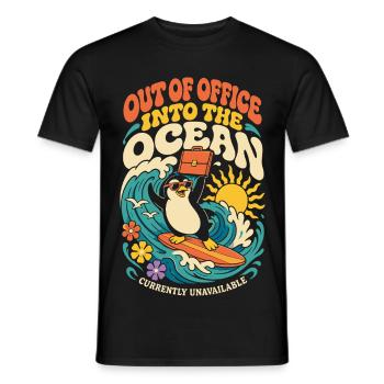 Pinguin im Urlaub – Out of Office - Männer T-Shirt - Schwarz - Vorne - AI Model Male 178 light (178cm)