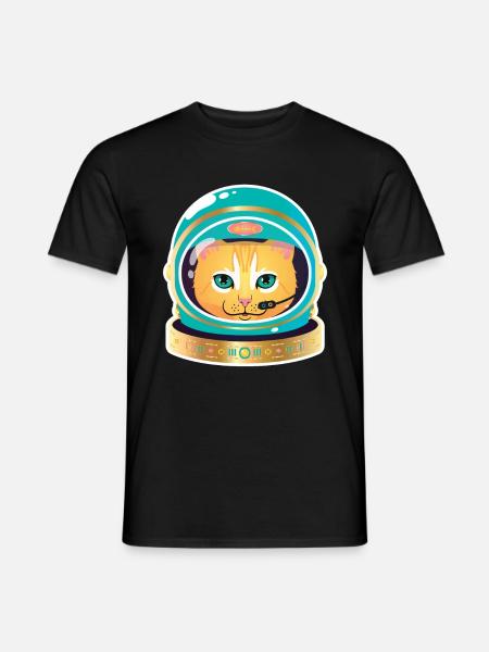 Cosmonaut Cat - Männer T-Shirt - Schwarz