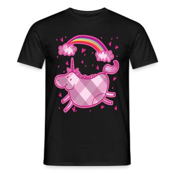 Pummeliges Einhorn Regenbogen Rauten Rosa Geschenk - Männer T-Shirt - Schwarz - Vorne - AI Model Male 178 light (178cm)