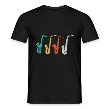 Saxophone - Vintage Retro Saxophonist Jazz Gift - Men's T-Shirt - black - Front - AI Model Male 178 light (178cm)